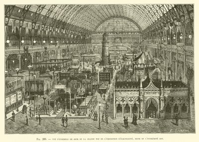 Daytime Overview of the Great Nave of the Electricity Exhibition, Taken from the East End by French School